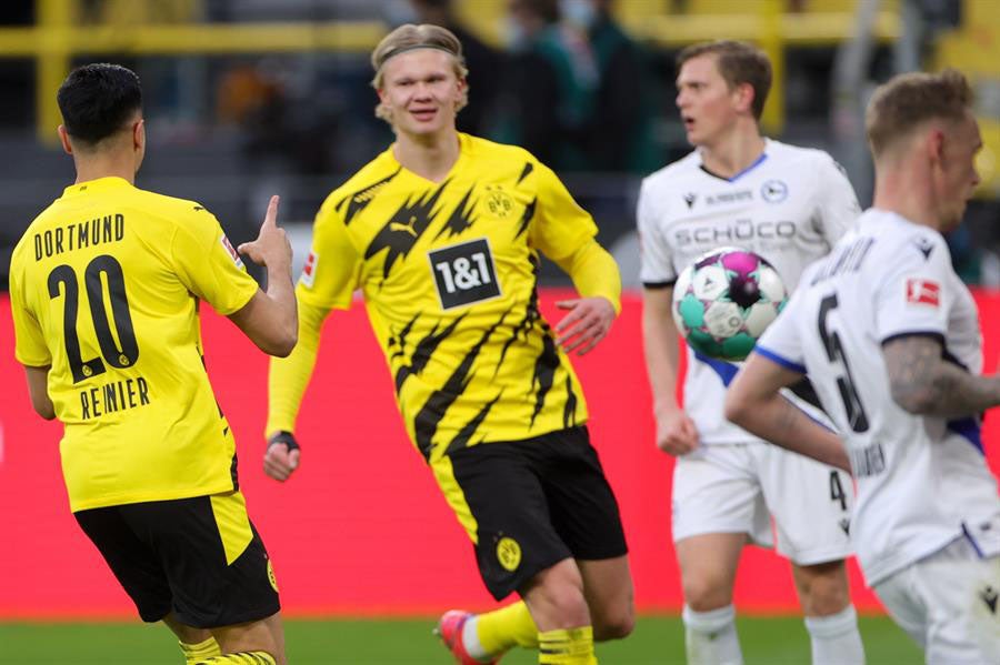 Erling Haalans, tras marcar ante el Arminia