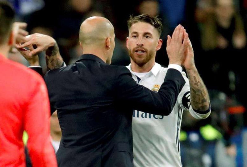 Zidane y Ramos tras una victoria del Real Madrid 