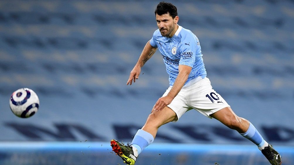 Kun Agüero durante un partido con Manchester City