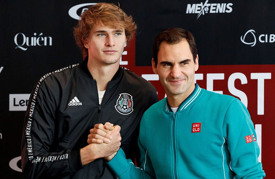 Zverev y Federer previo a juego de exhibición en México