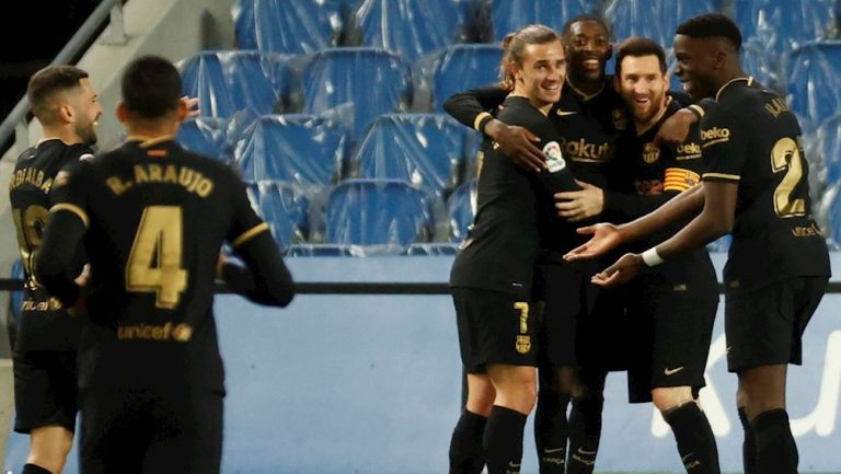 Jugadores del Barça celebran un gol