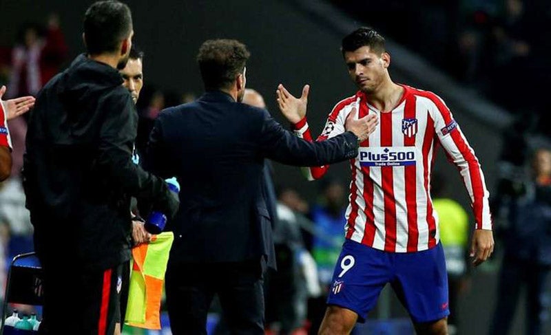 Simeone y Morata durante un duelo del Atlético de Madrid 