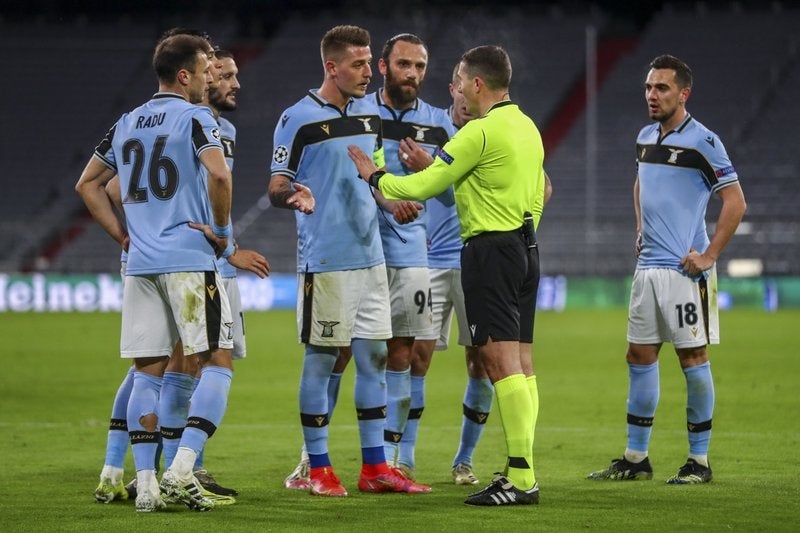 Jugadores de la Lazio durante un partido de la Serie A