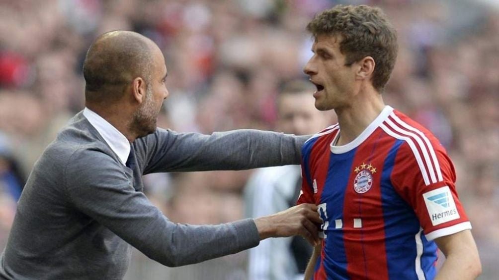 Guardiola y Müller en un partido con el Bayern