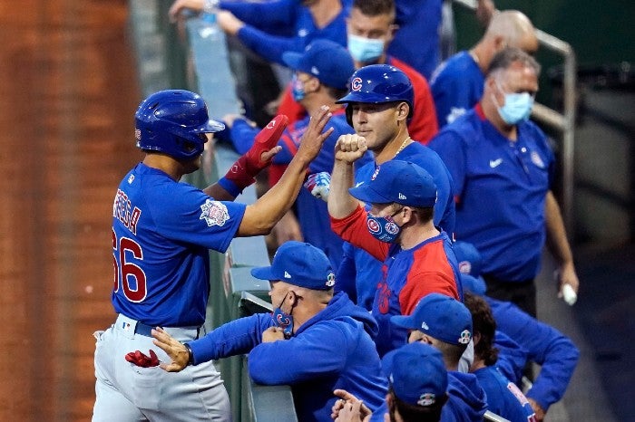 Jugadores de los Cubs en un duelo de pretemporada