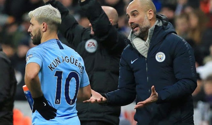 Kun Agüero durante un partido con Manchester City