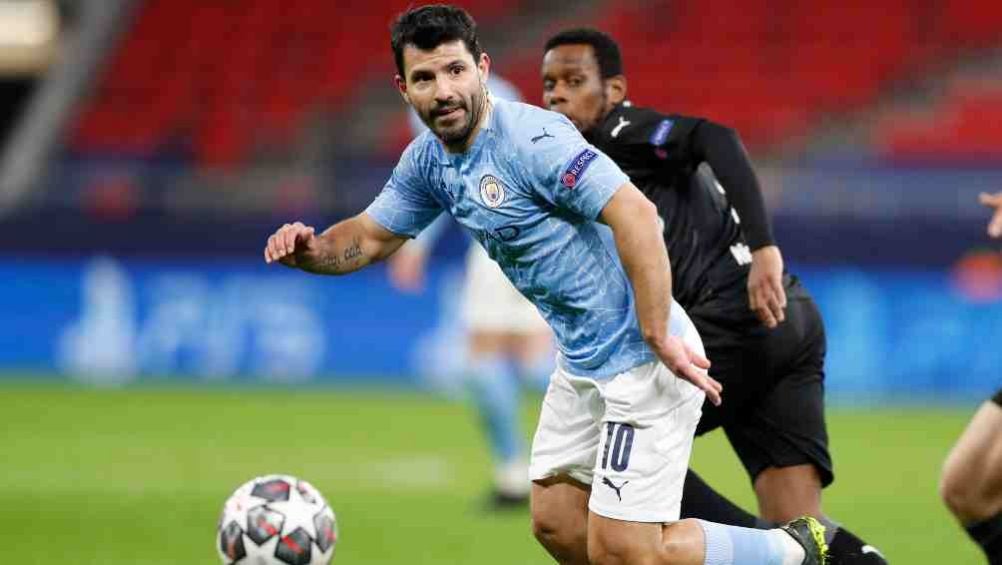 Sergio Agüero, en acción con el Manchester City