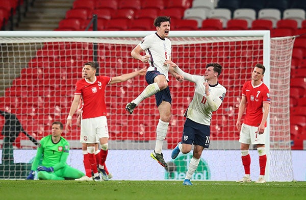 Harry Maguire tras el tanto de la victoria