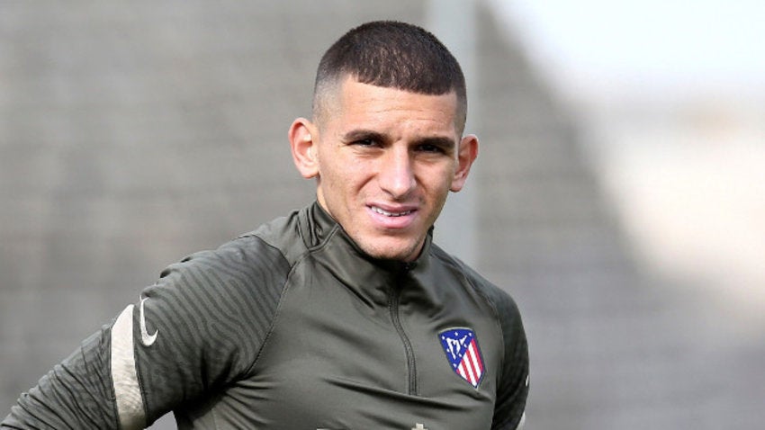 Lucas Torreira durante un entrenamiento con el Atlético