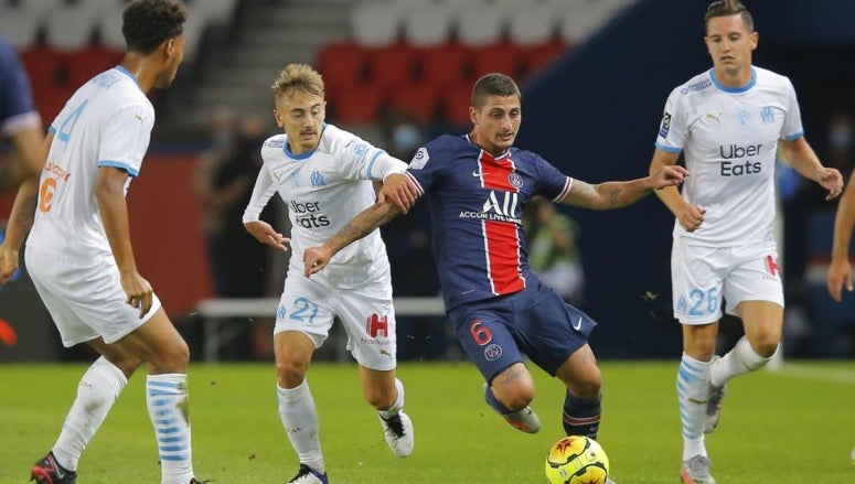 Verratti en un juego con el París Saint-Germain