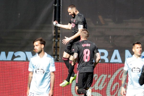 Karim Benzema celebra gol frente al Celta 