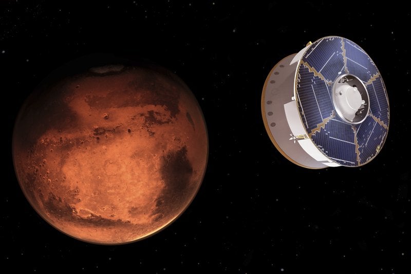 Ilustraciones de la NASA donde se ve la sonda espacial Mars 2020 