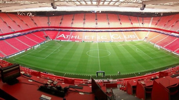 Dentro del estadio San Mamés en Bilbao