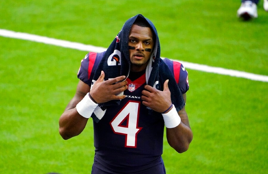 Deshaun Watson durante un partido con Texans