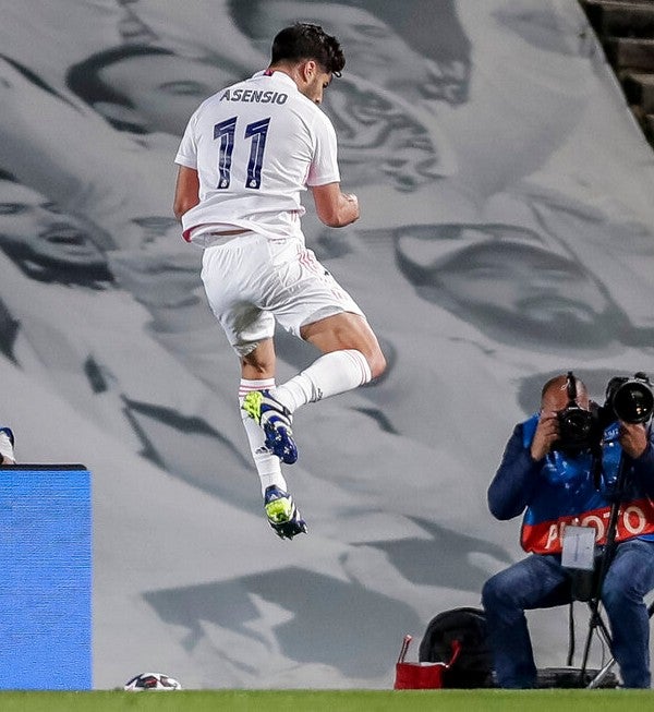 Marco Asensio celebra su gol en la Ida de los Cuartos de Final