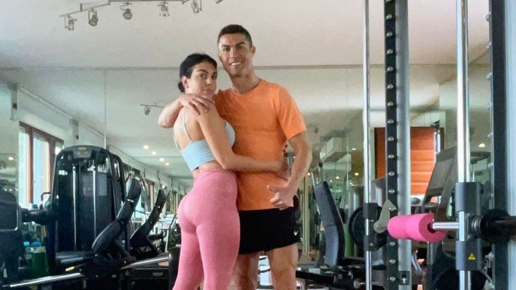 Georgina Rodríguez y Cristiano Ronaldo entrenando