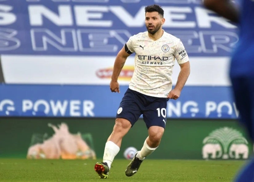 Sergio Agüero en un partido del Manchester City