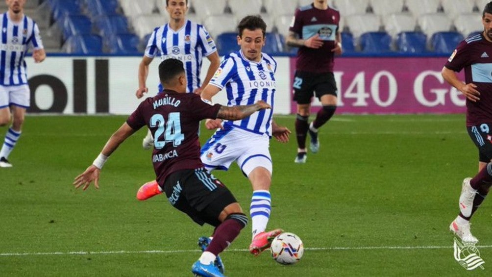 Real Sociedad en acción frente al Celta Vigo