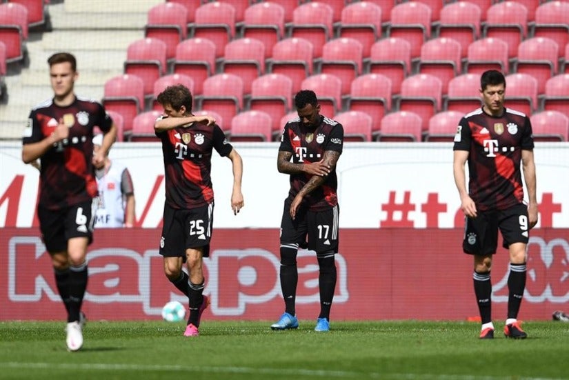 Jugadores del Bayern Munich en el juego ante el Mainz