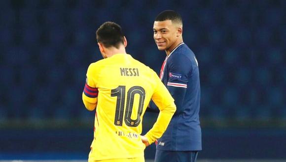 Messi y Mbappé en juego de Champions