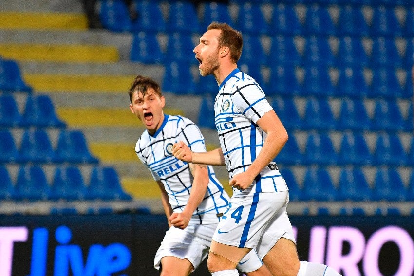 Eriksen festejando un gol a favor del Inter de Milán