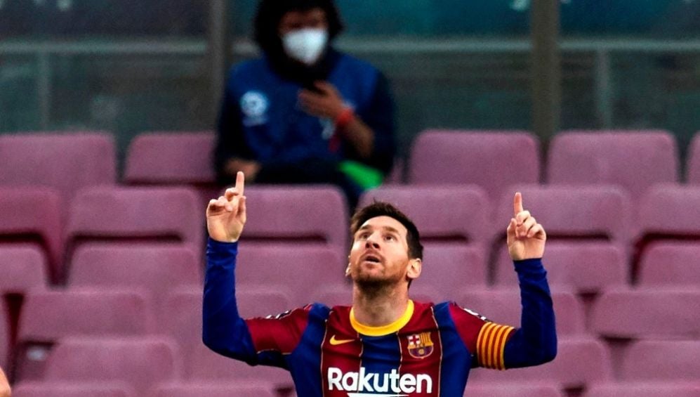 Lionel Messi en festejo con Barcelona