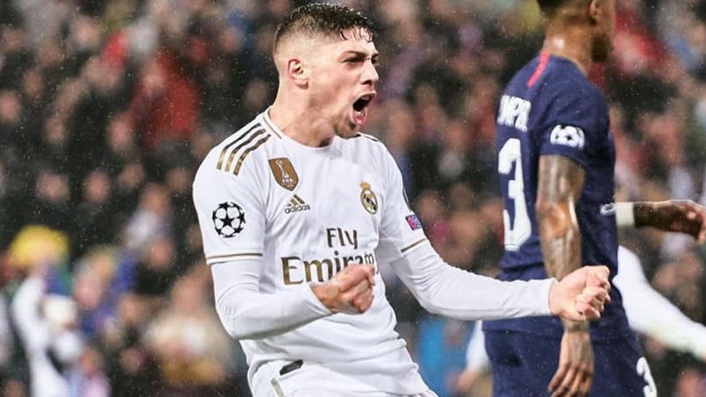 Fede Valverde celebra un tanto del Real Madrid 