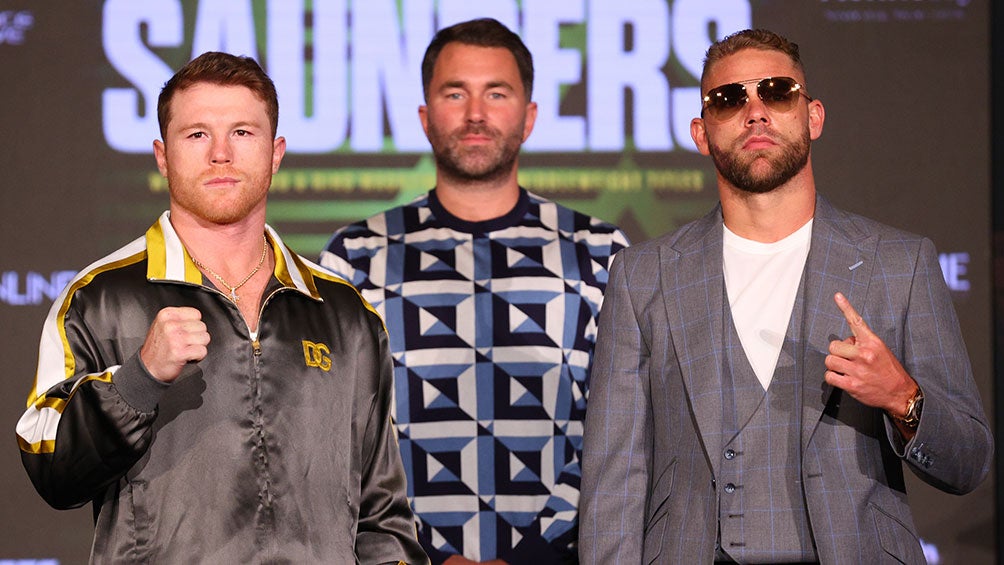 Canelo Álvarez y Billy Joe Saunders en conferencia