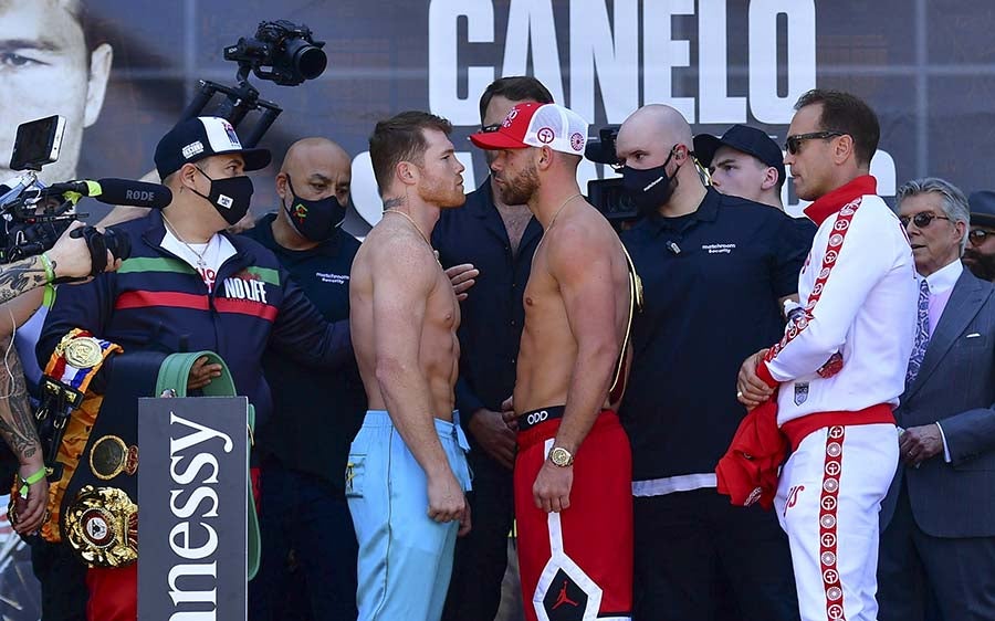 El careo de Canelo y Saunders