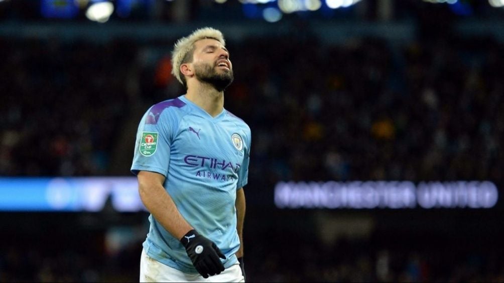 Sergio Agüero durante un partido del City