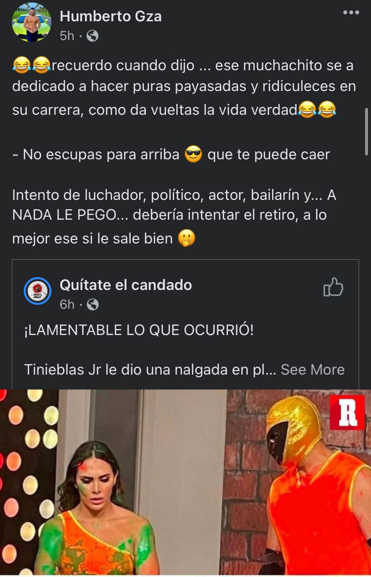 Respuesta de Garza a la acción de Tinieblas Jr.