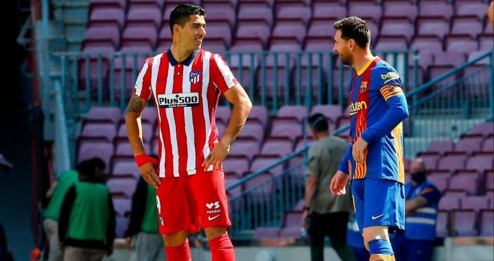 Luis Suárez y Messi previo al encuentro