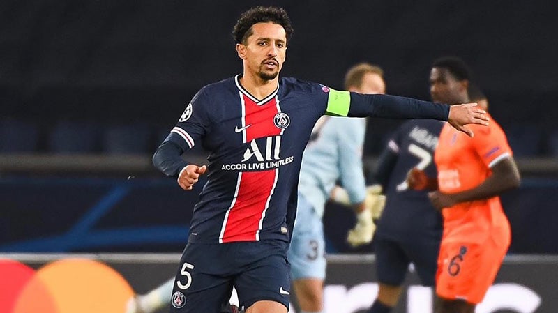 Marquinhos durante un duelo con el PSG 