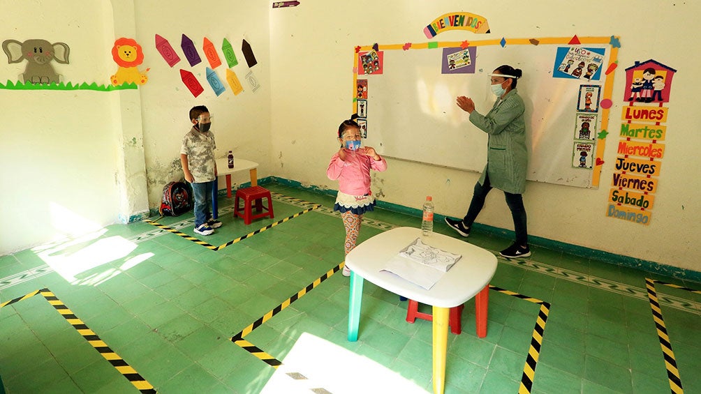 Una clase con protocolo sanitario en Guanajuato