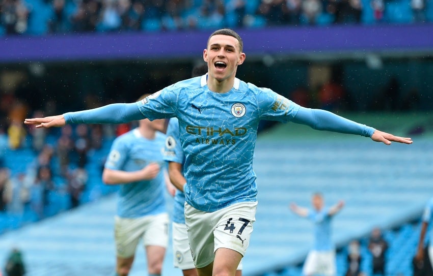 Foden festejando un gol a favor del Manchester City