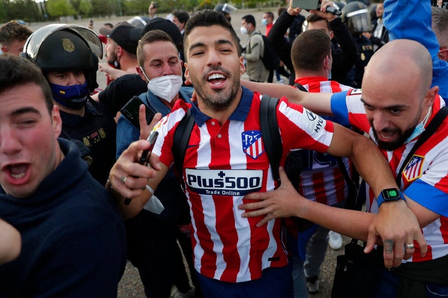 Luis Suárez en festejos del Atlético de Madrid