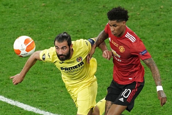 Marcus Rashford en acción frente al Villarreal