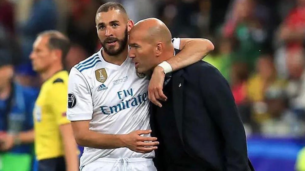 Benzema y Zidane tras un duelo del Real Madrid 