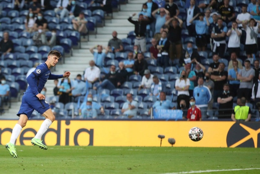 Havertz anotando el único gol de la Final de la Champions League