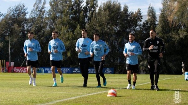 Selección uruguaya en entrenamiento