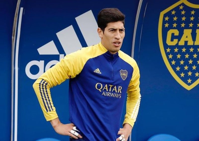 Esteban Andrada durante un entrenamiento con Boca Jrs.