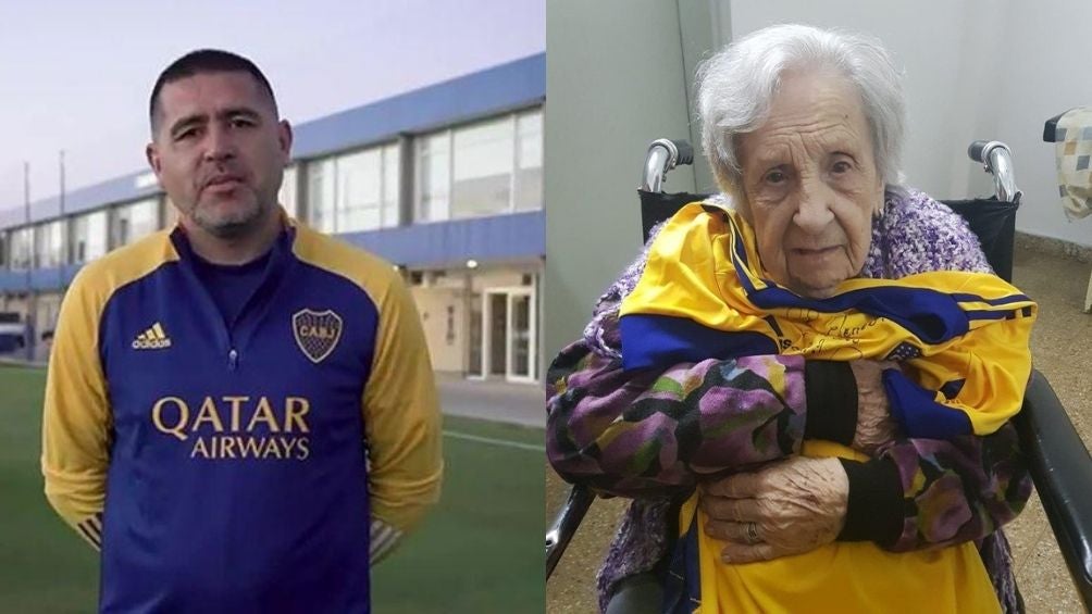 Riquelme y Clementina con su regalo