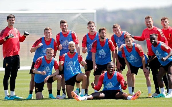 Thibaut Courtois en entrenamiento con la selección belga