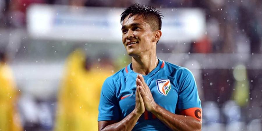 Sunil Chhetri en festejo con India