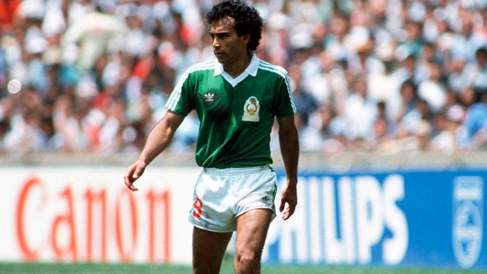 Hugo Sánchez, en un partido del Mundial de 1986