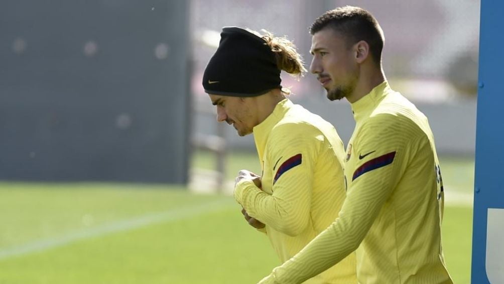 Griezmann y Lenglet en un entrenamiento del Barcelona