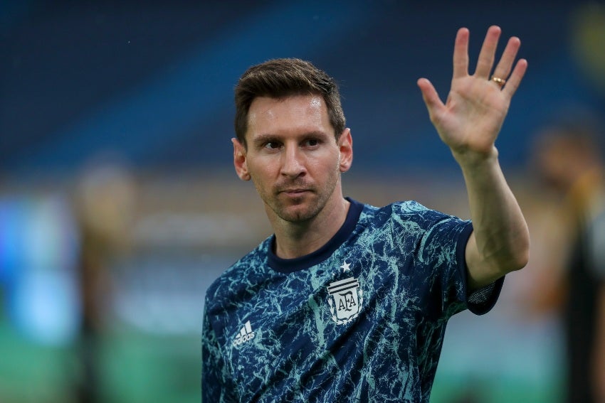 Lionel Messi previo a un partido con la Selección de Argentina