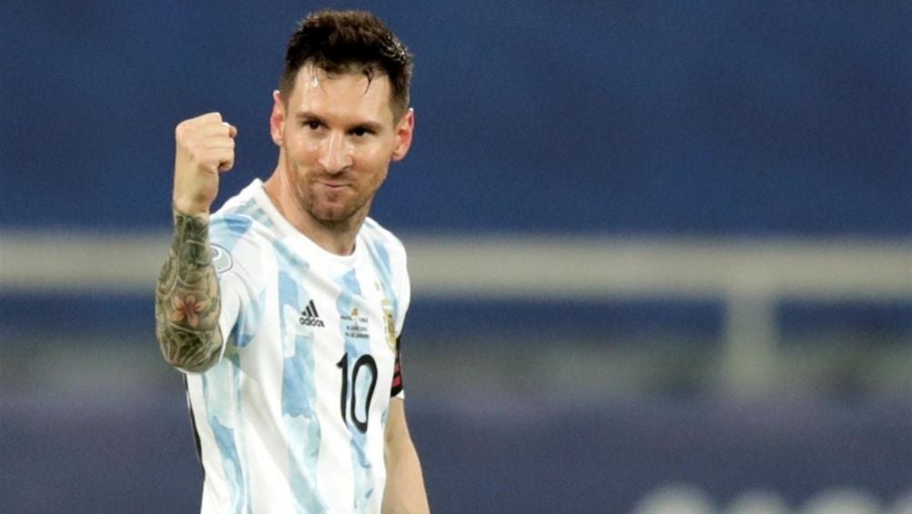 Lionel Messi en festejo con Argentina