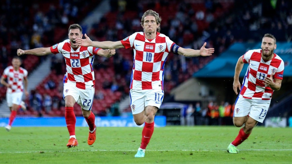 Luka Modric en festejo con Croacia