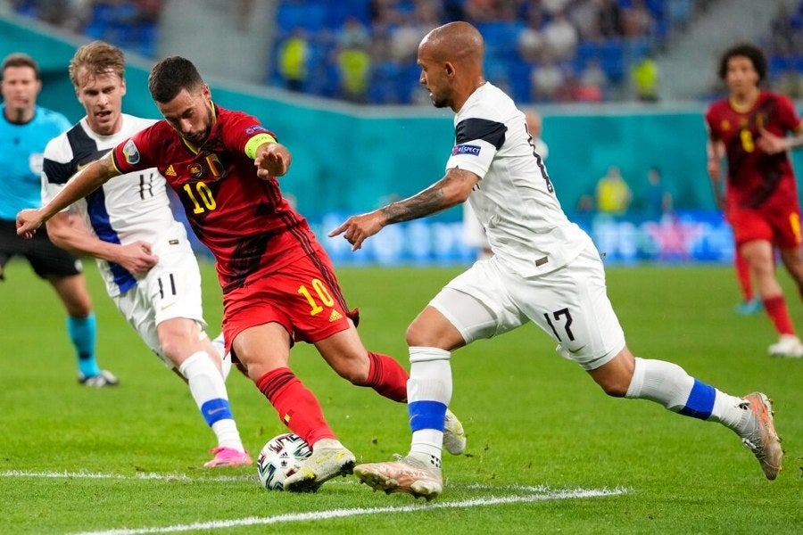 Eden Hazard durante un partido con Bélgica